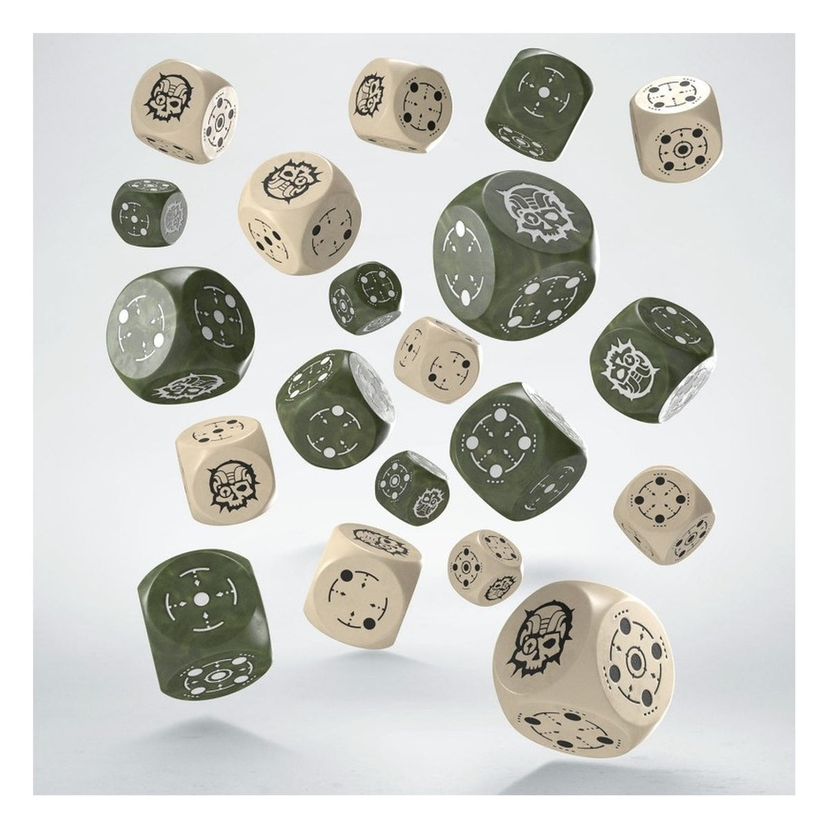 Q Workshop Crosshairs Beige/Oliva - Set 20 Dadi D6 Compact