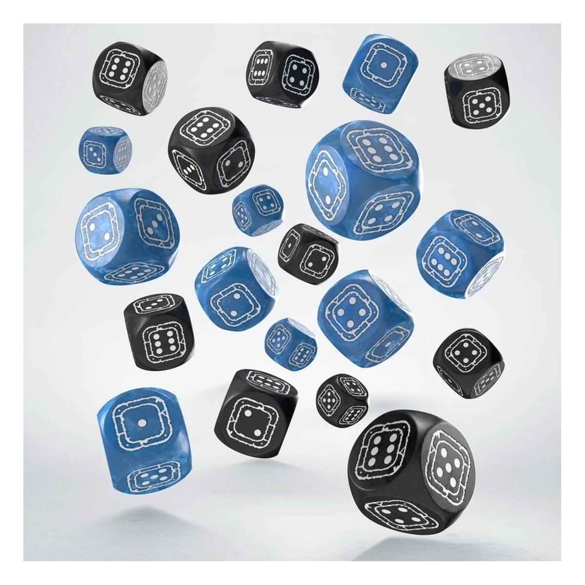 Q Workshop Fortress Nero/Blu - Set 20 Dadi D6 Compact