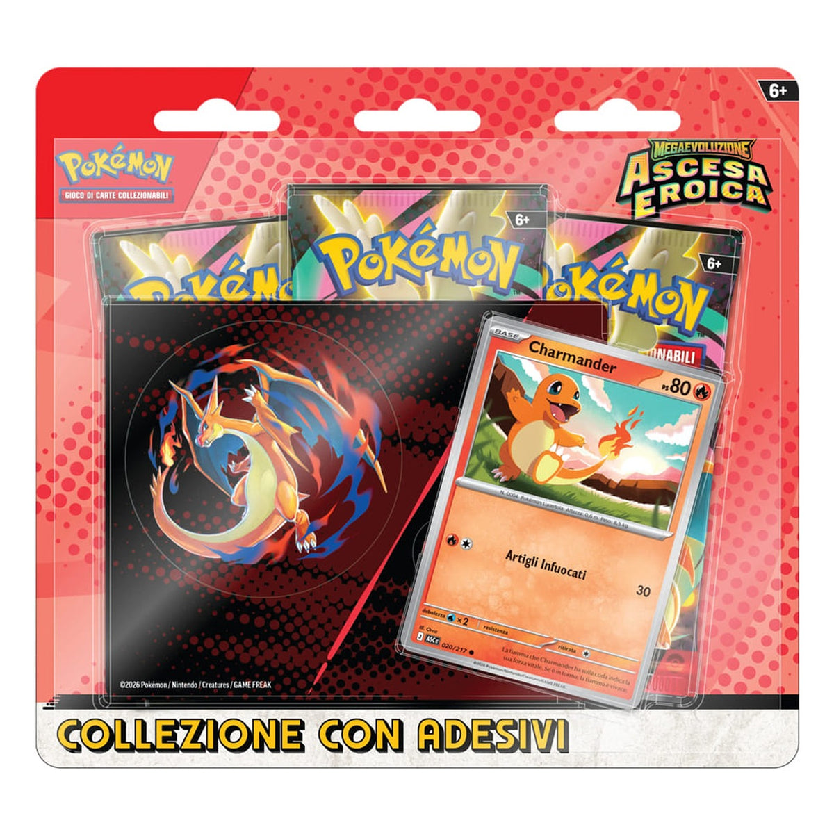 Pokemon TCG Megaevoluzione Ascesa Eroica Collezione con Adesivi Charmander Mega Charizard Y ITA