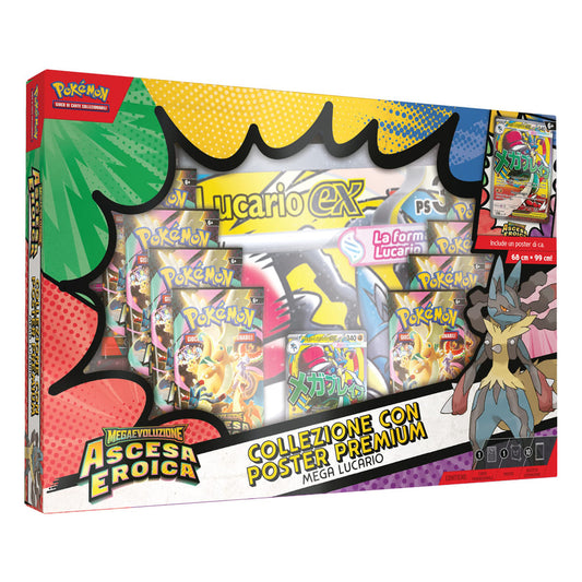 Pokemon TCG - Collezione con Poster Premium Mega Lucario Ascesa Eroica