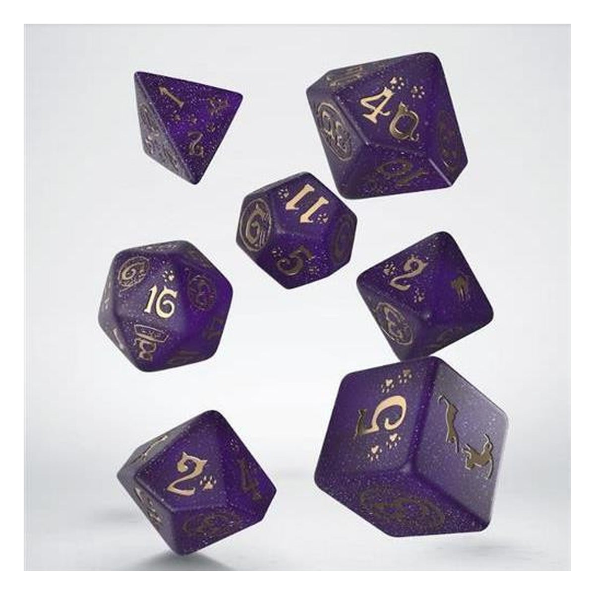 Q Workshop Purrito Gold/Purple - Set 7 Dadi