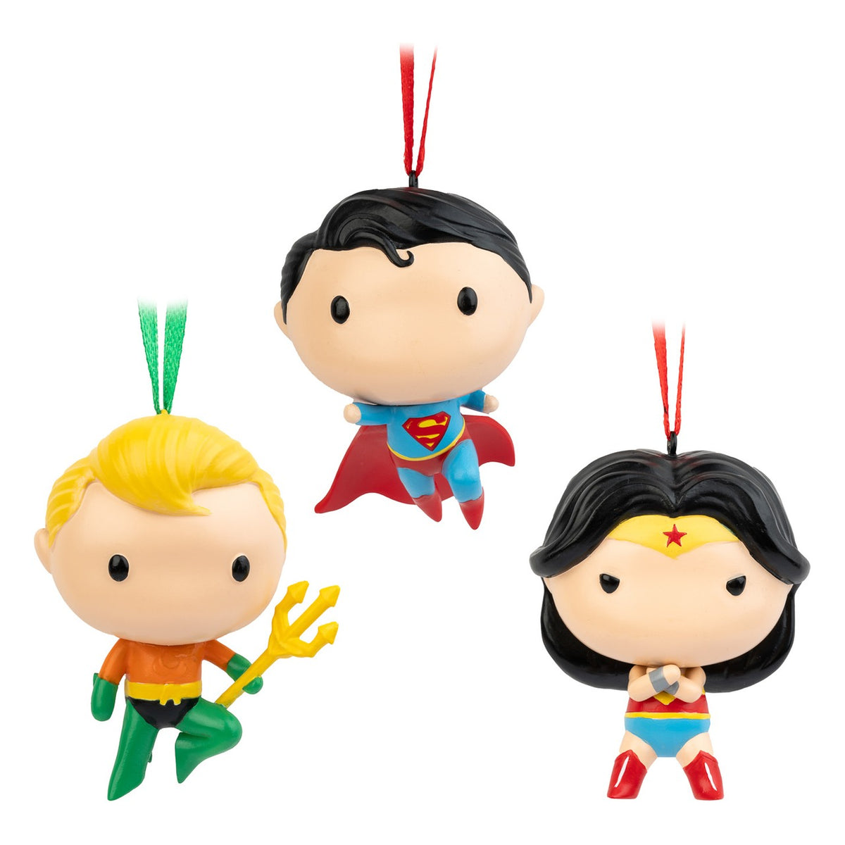 DC Comics - Set 3 Decorazioni di Natale: Superman, Wonder Woman e Aquaman