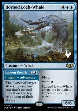 Horned Loch-Whale // Lagoon Breach (V.2) - Wilds of Eldraine: Promos (Rare) [PWOE-53]