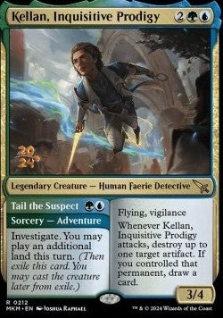 Kellan, Inquisitive Prodigy // Tail the Suspect (V.1) - Murders at Karlov Manor: Promos (Rare) [PMKM-212]